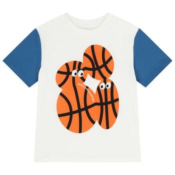 Boys White Basketball T-Shirt