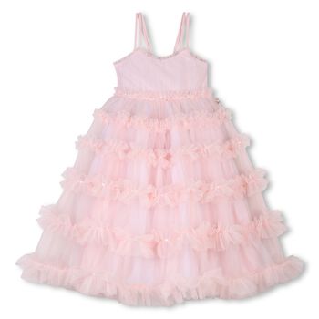 Girls Pink Ruffled Tulle Dress