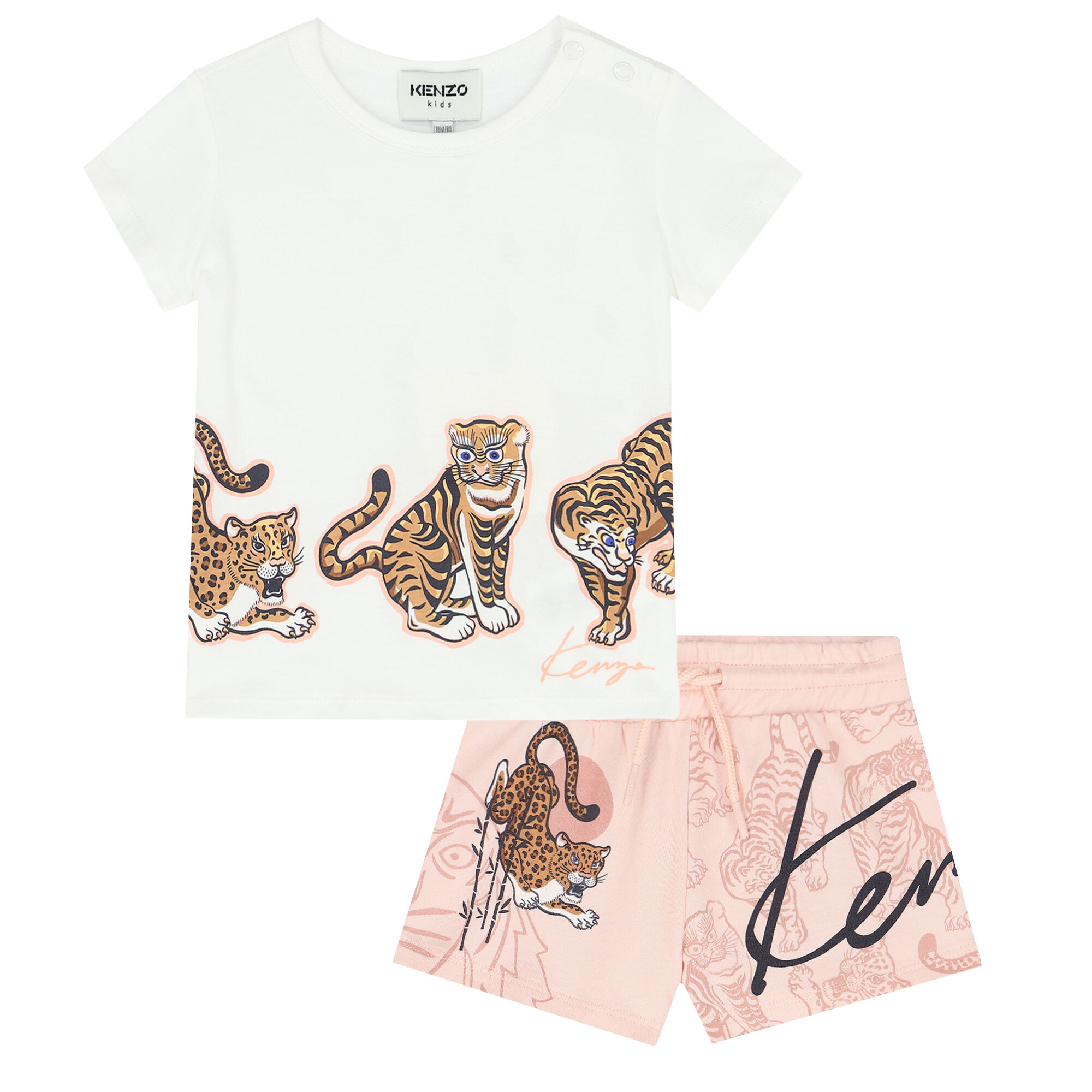 KENZO KIDS Girls Pink Logo Shorts T Shirt Set Junior Couture UK