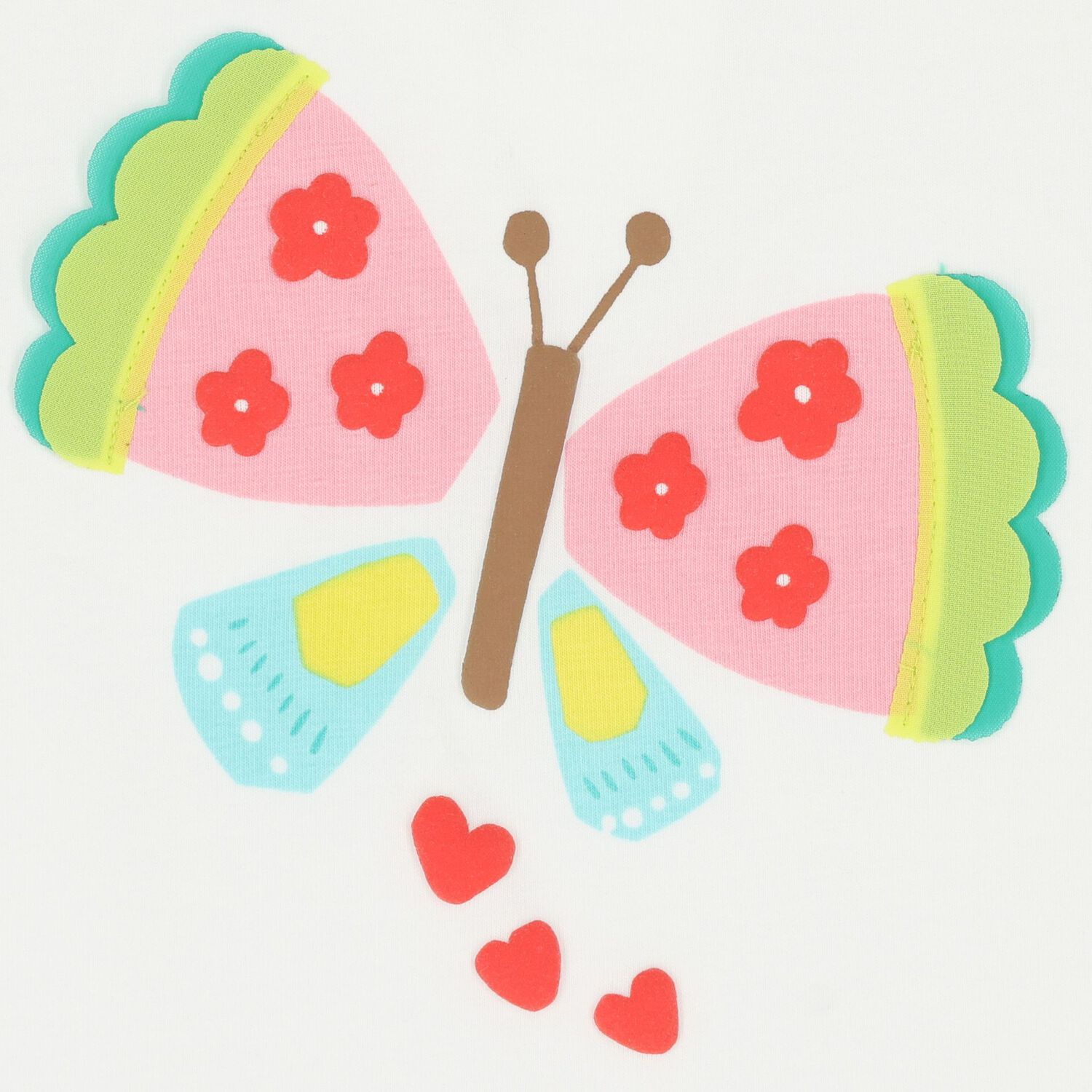 Younger Girls White Butterfly T-Shirt, 2, hi-res