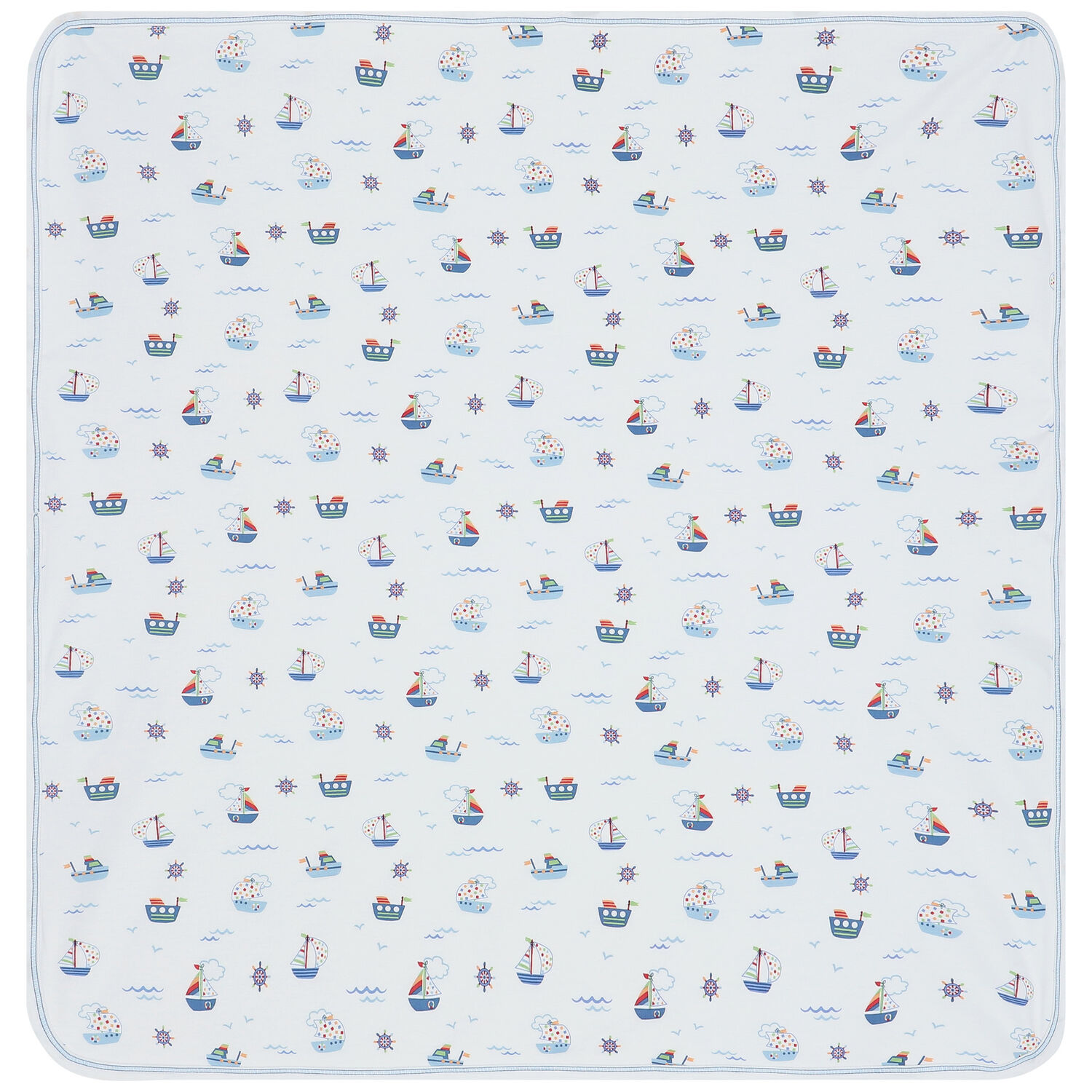 Baby Boys White Boats At Sea Blanket, 1, hi-res