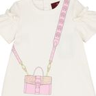 Younger Girls Ivory Bag Print Dress, 1, hi-res