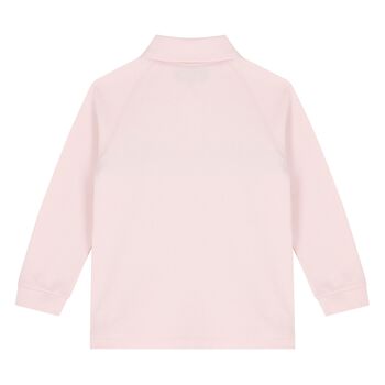 Younger Girls Pink Logo Web Striped Polo Shirt
