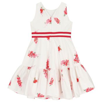 Girls White & Pink Floral Dress