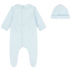 Baby Boys Blue Pleated Babygrow Set, 1, hi-res