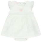 Baby Girls White Logo Dress, 1, hi-res