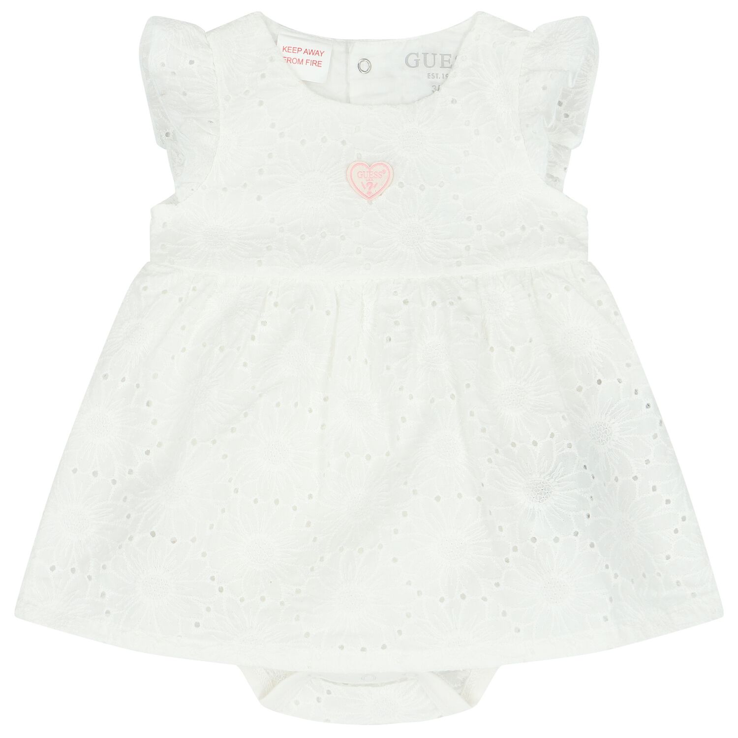 Baby Girls White Logo Dress, 1, hi-res