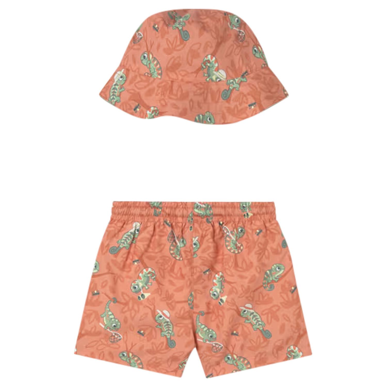 Younger Boys Orange Swim Shorts & Reversible Hat Set, 1, hi-res