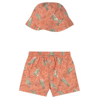 Younger Boys Orange Swim Shorts & Reversible Hat Set
