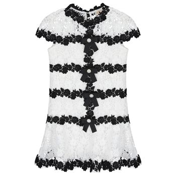 Marlo Kids Girls White & Black Embroidered Floral Dress , 1 Girls White & Black Embroidered Floral Dress