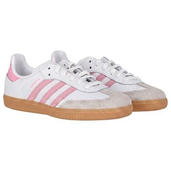 Girls White & Pink Samba OG Trainers