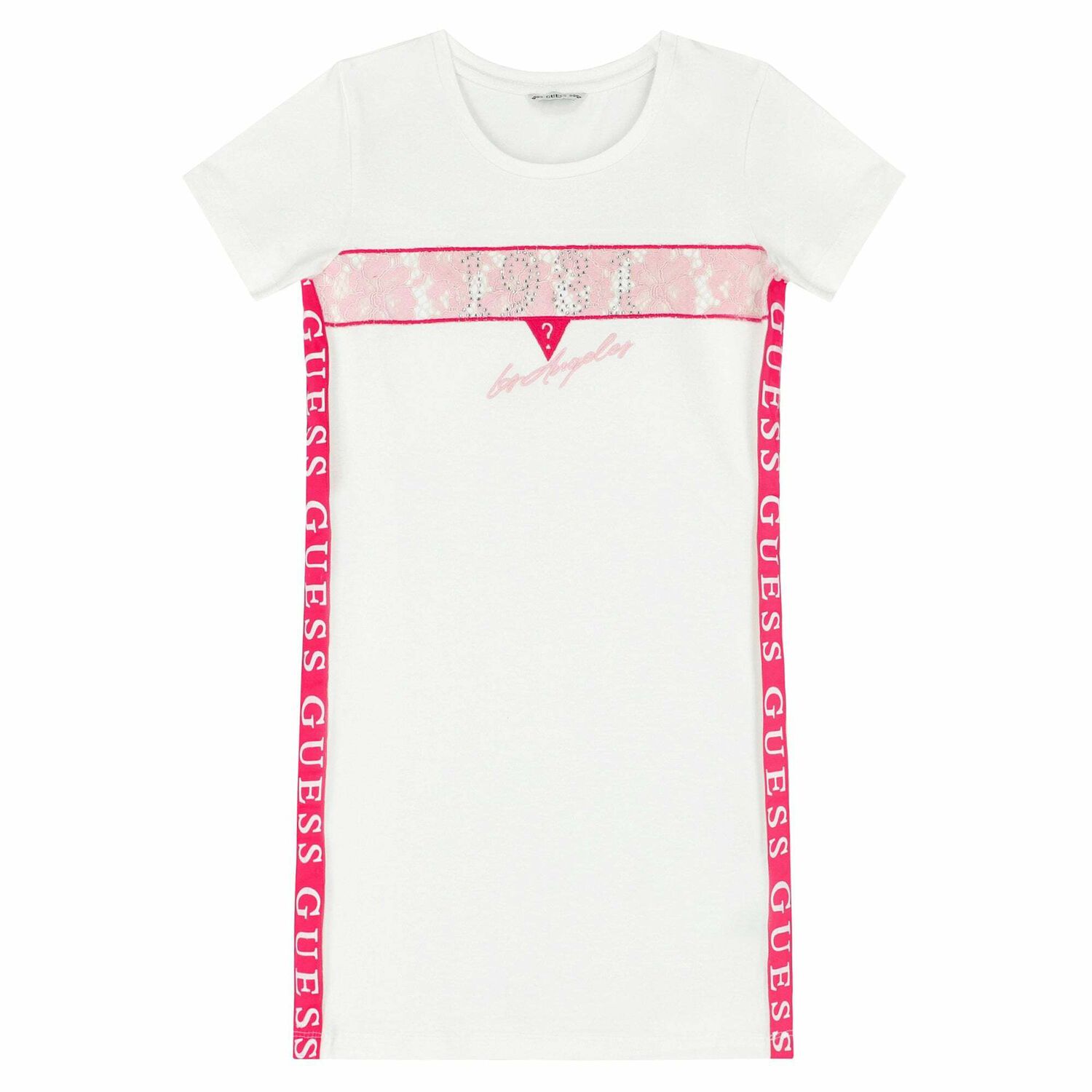 Girls White Logo Dress, 1, hi-res