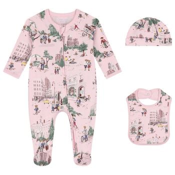 Baby Girls Pink Teddy Bear Babygrow Gift Set