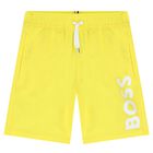 Boys Yellow Logo Swim Shorts, 1, hi-res