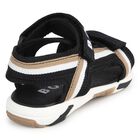 Boys White, Beige & Black Logo Sandals, 1, hi-res