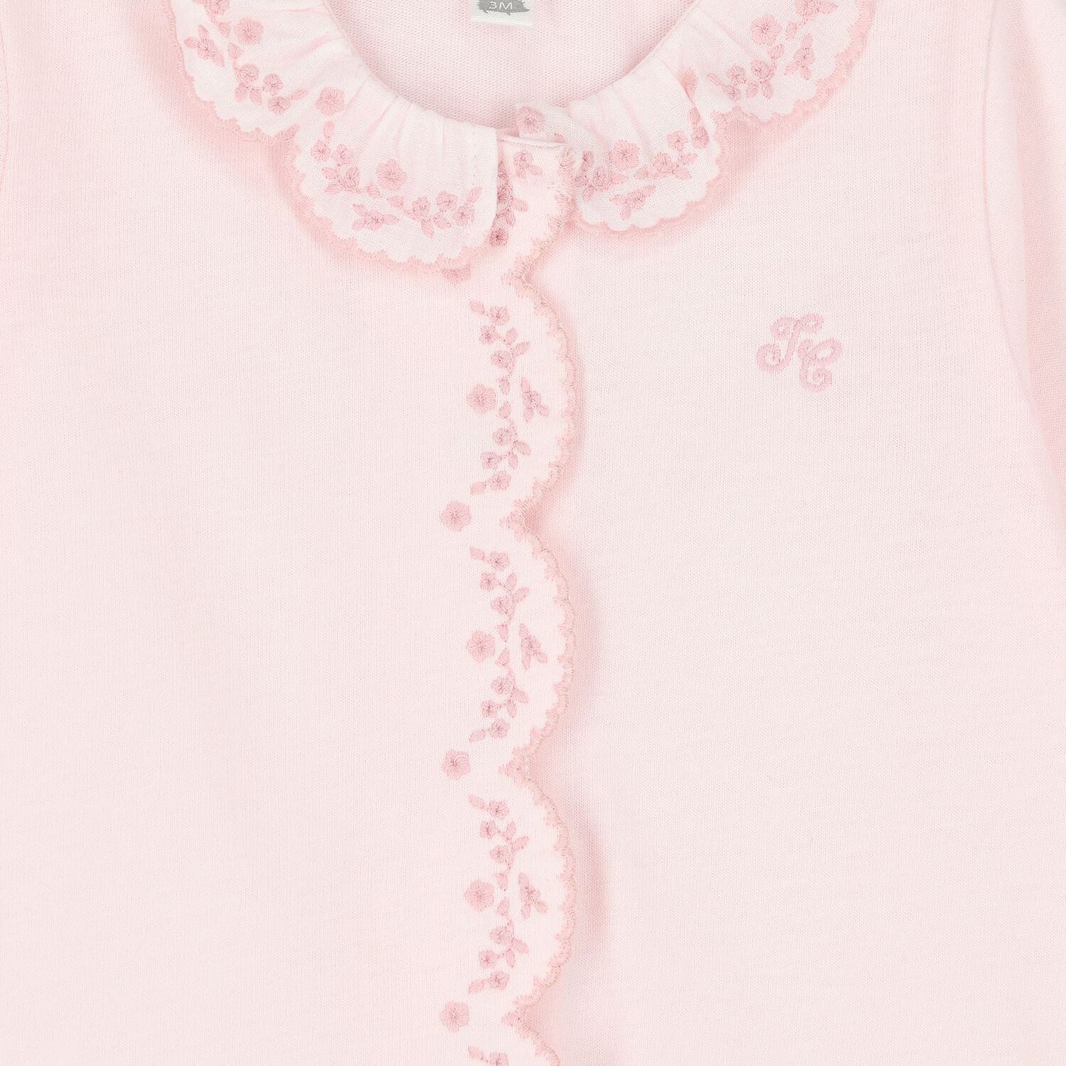 Baby Girls Pink Embroidered Babygrow, 2, hi-res