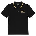 Boys Black Logo Polo Shirt, 1, hi-res