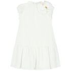 Girls White Bow Dress, 4, hi-res