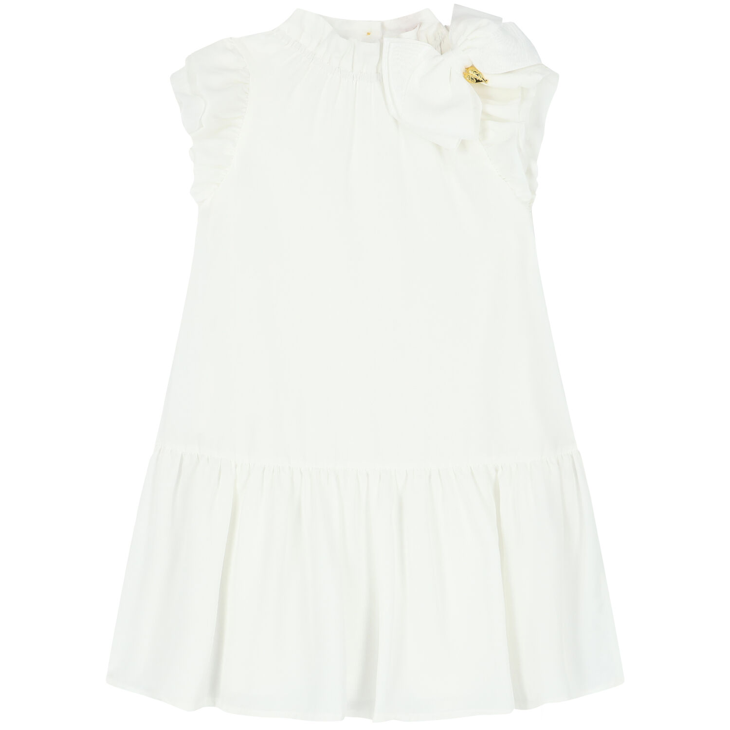 Girls White Bow Dress, 4, hi-res