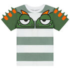 Boys White & Green Chameleon Striped T-Shirt, 1, hi-res