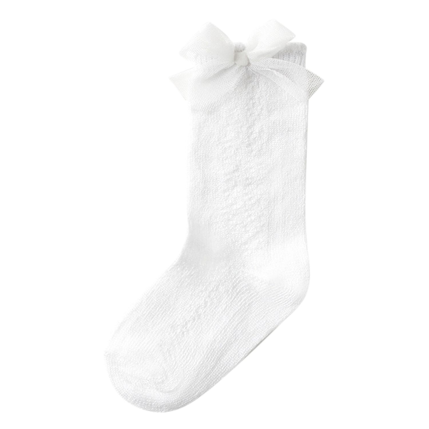 Baby Girls White Bow Socks, 2, hi-res