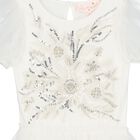 Girls White Embellished Tulle Dress, 1, hi-res