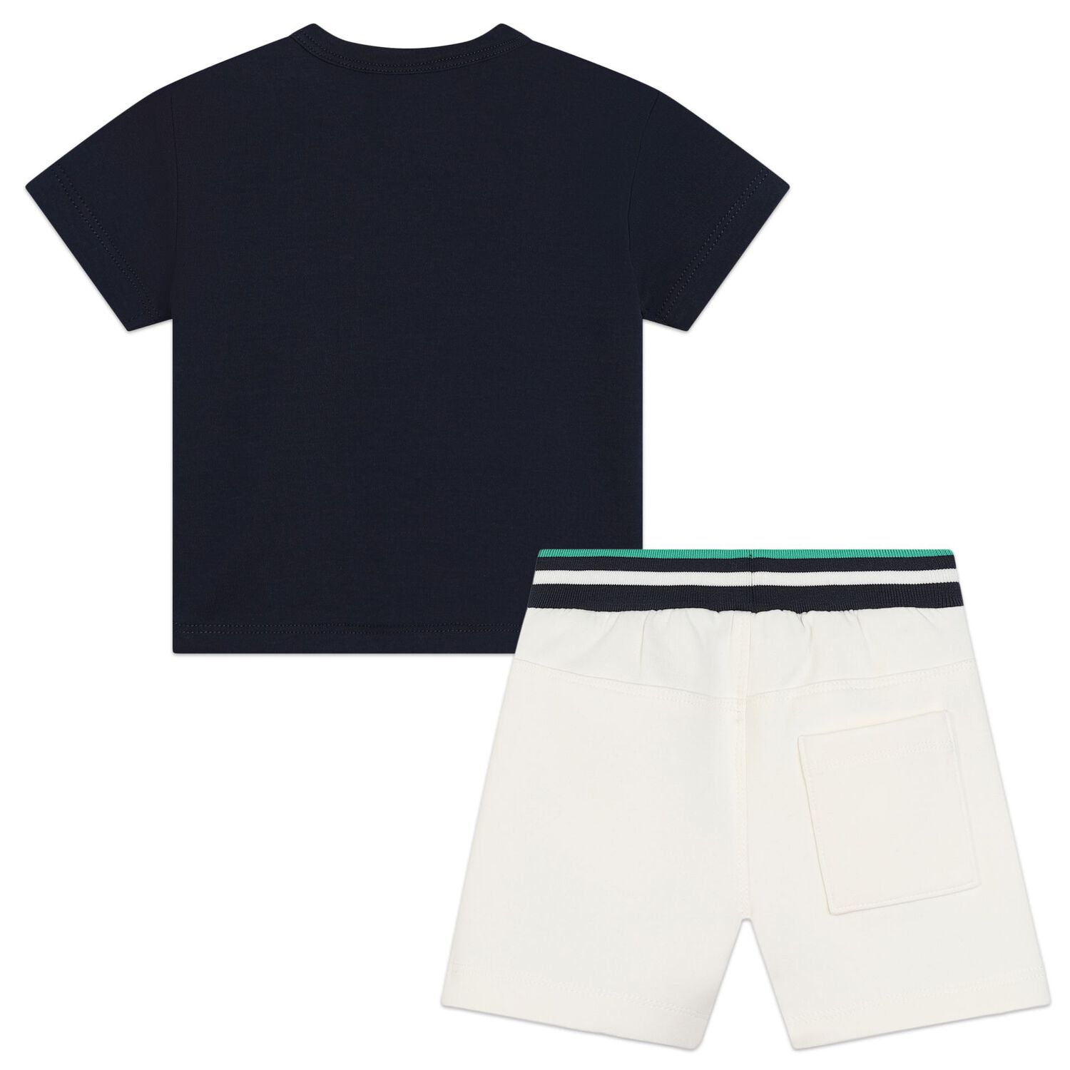 Younger Boys Navy Blue & Ivory Logo Shorts set, 1, hi-res image number null