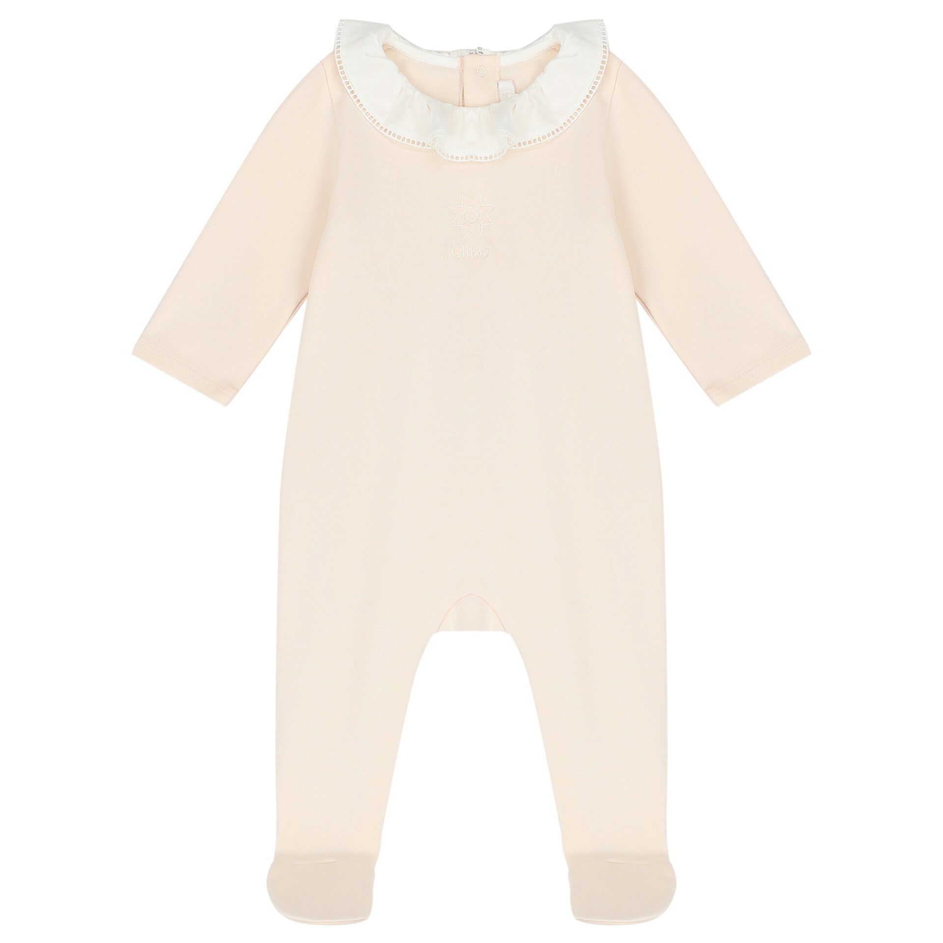 CHLOE Baby Girls Pink Logo Babygrow Junior Couture UK
