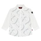 Younger Boys White Logo Shirt, 1, hi-res