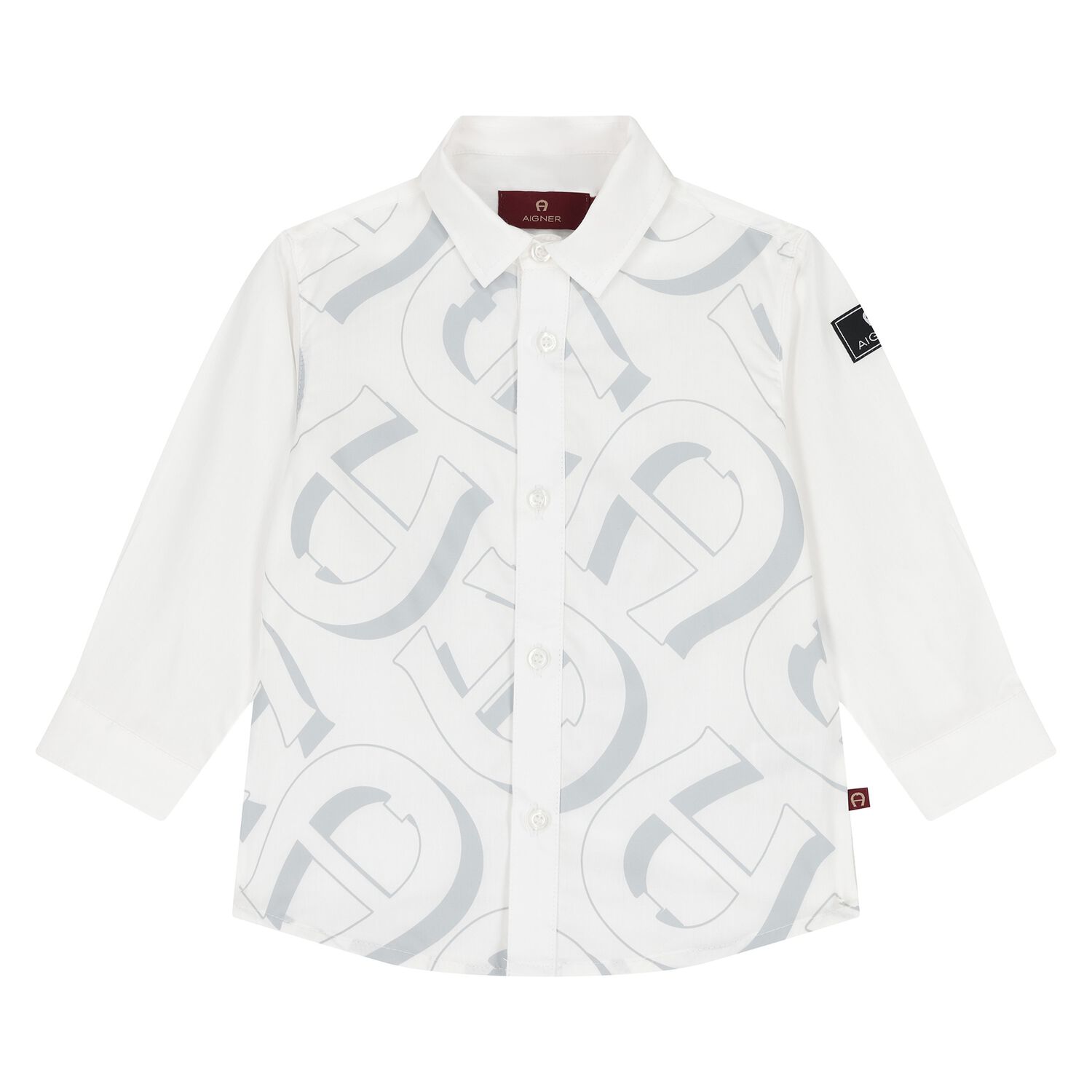Younger Boys White Logo Shirt, 1, hi-res