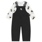 Baby Boys Black & White Ikonik Dungaree Set, 1, hi-res