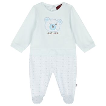 Baby Boys Blue Teddy Bear Babygrow