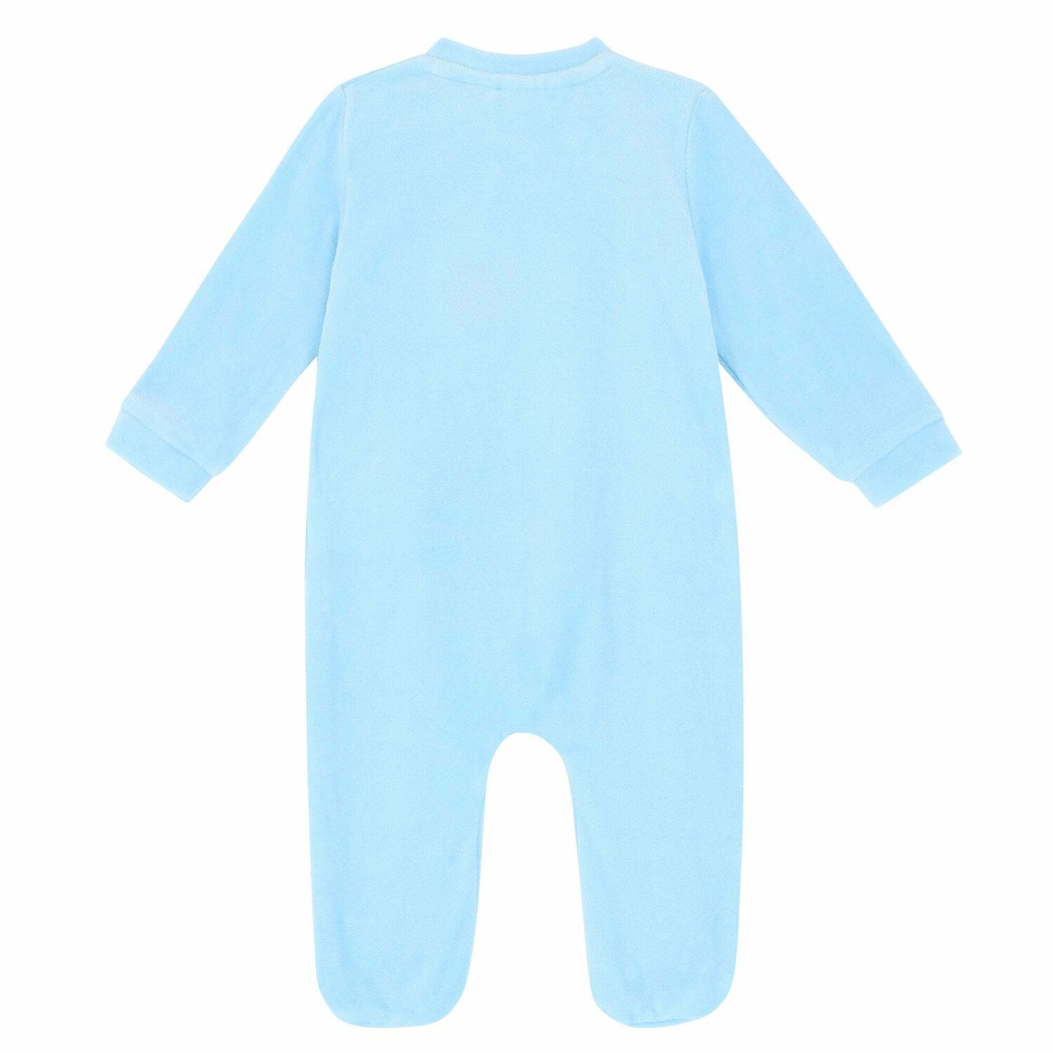 Baby Boys Blue Velour Babygrow, 1, hi-res image number null