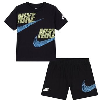 Boys Black Logo Shorts Set