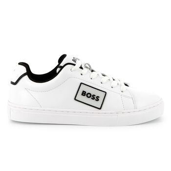 White Logo Leather Trainers