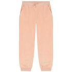 Girls Pink Logo Velour Joggers, 1, hi-res