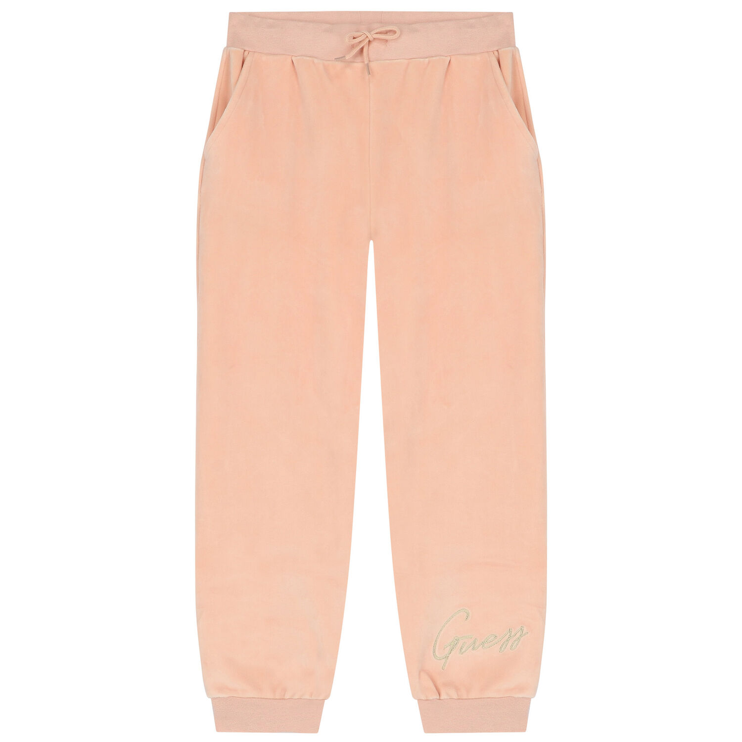 Girls Pink Logo Velour Joggers, 1, hi-res