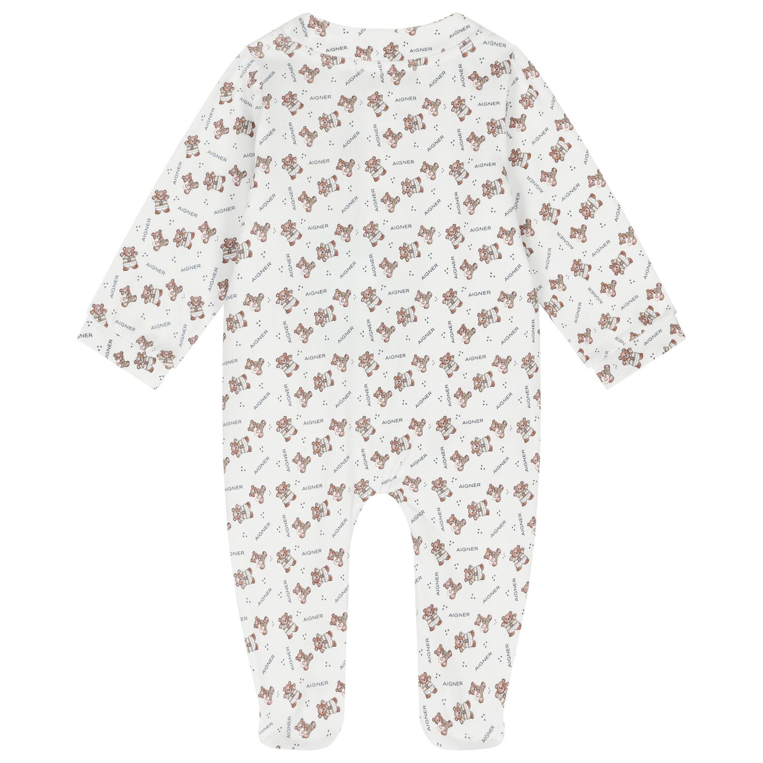 Baby Boys White & Beige Logo Babygrow, 1, hi-res image number null