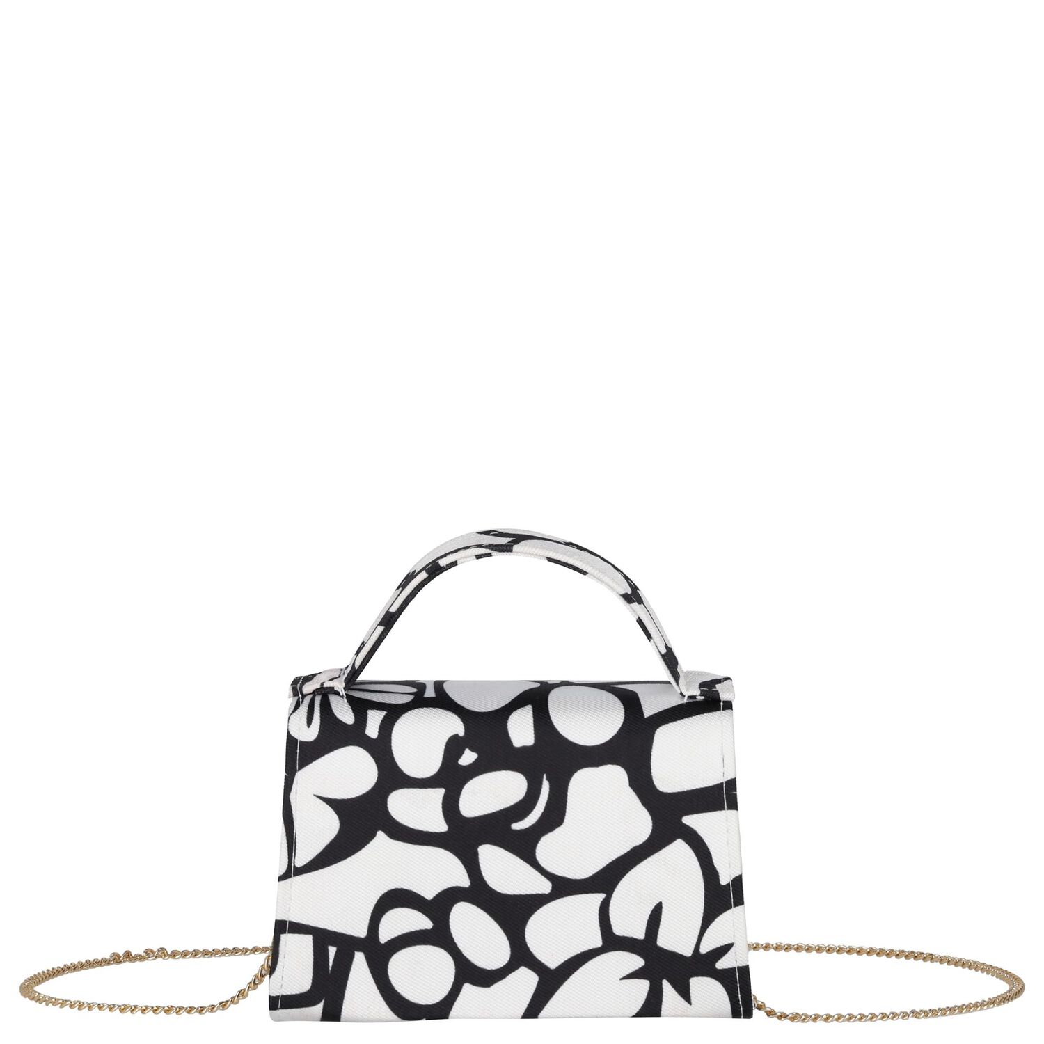 Girls White & Black Floral Handbag, 1, hi-res