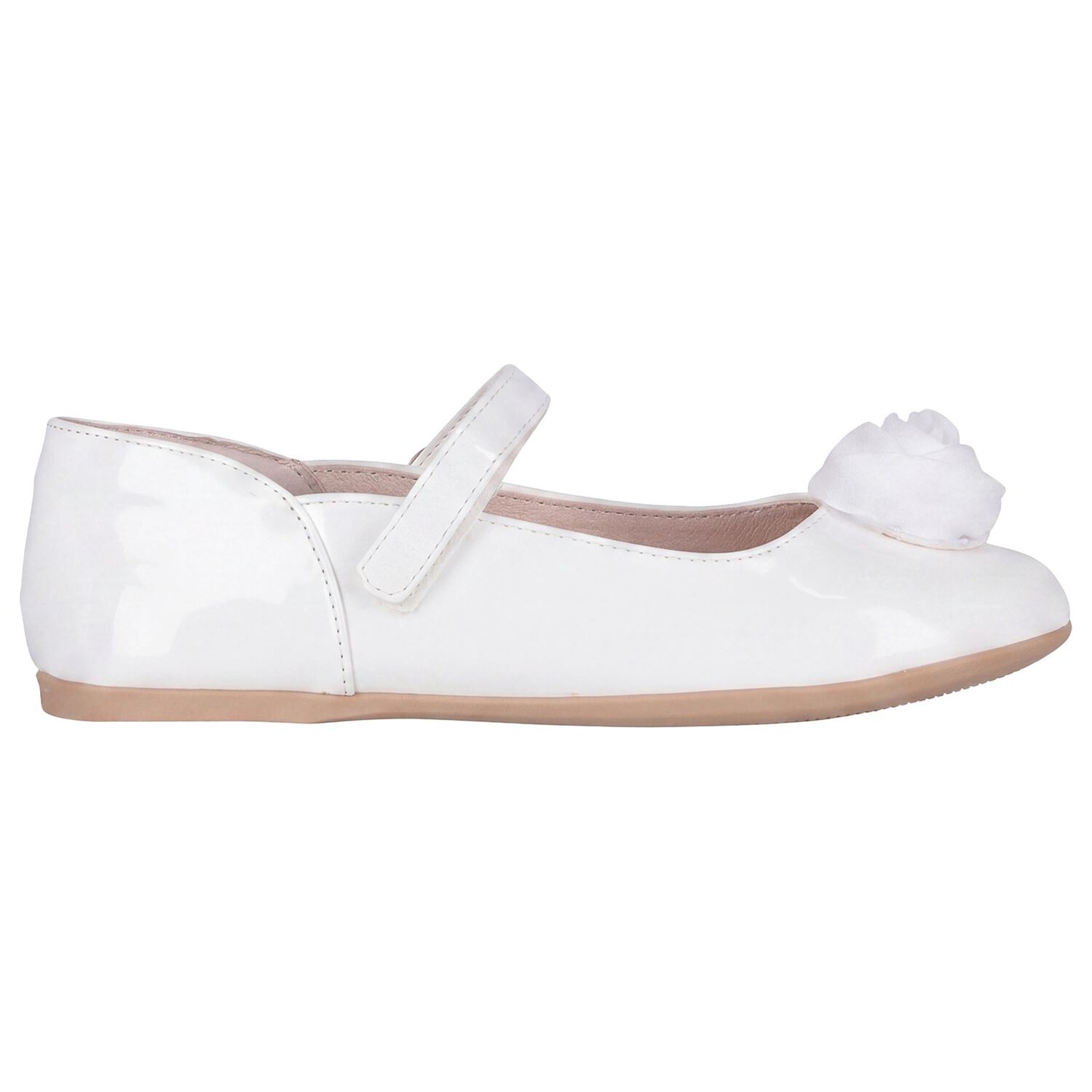 Girls White Flower Shoes, 1, hi-res
