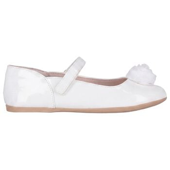 Girls White Flower Shoes