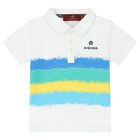 Younger Boys White Spray Paint Polo Shirt, 1, hi-res