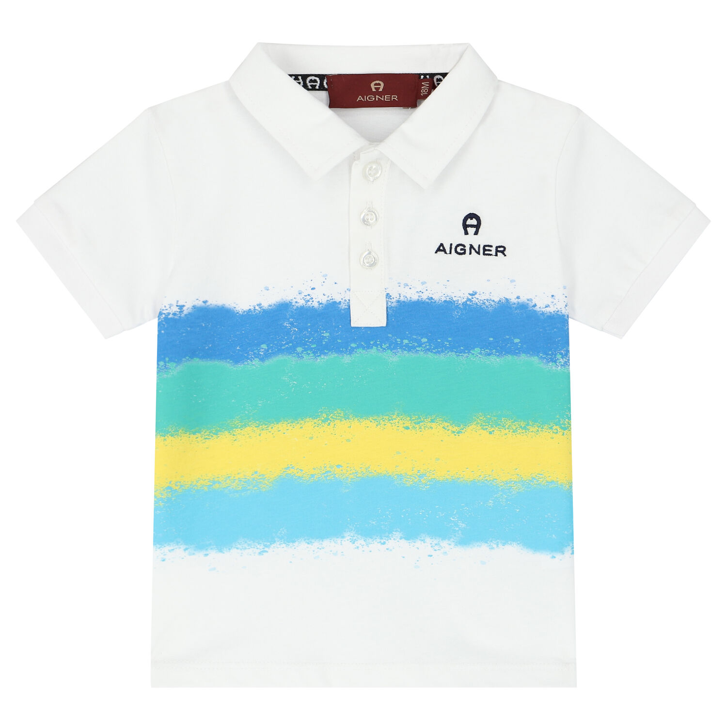 Younger Boys White Spray Paint Polo Shirt, 1, hi-res