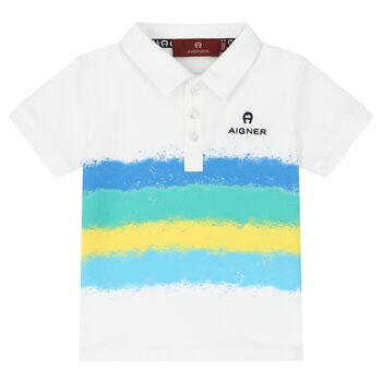 Younger Boys White Spray Paint Polo Shirt