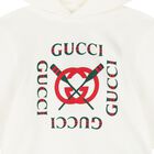 Ivory Cotton Logo Hooded Top, 1, hi-res