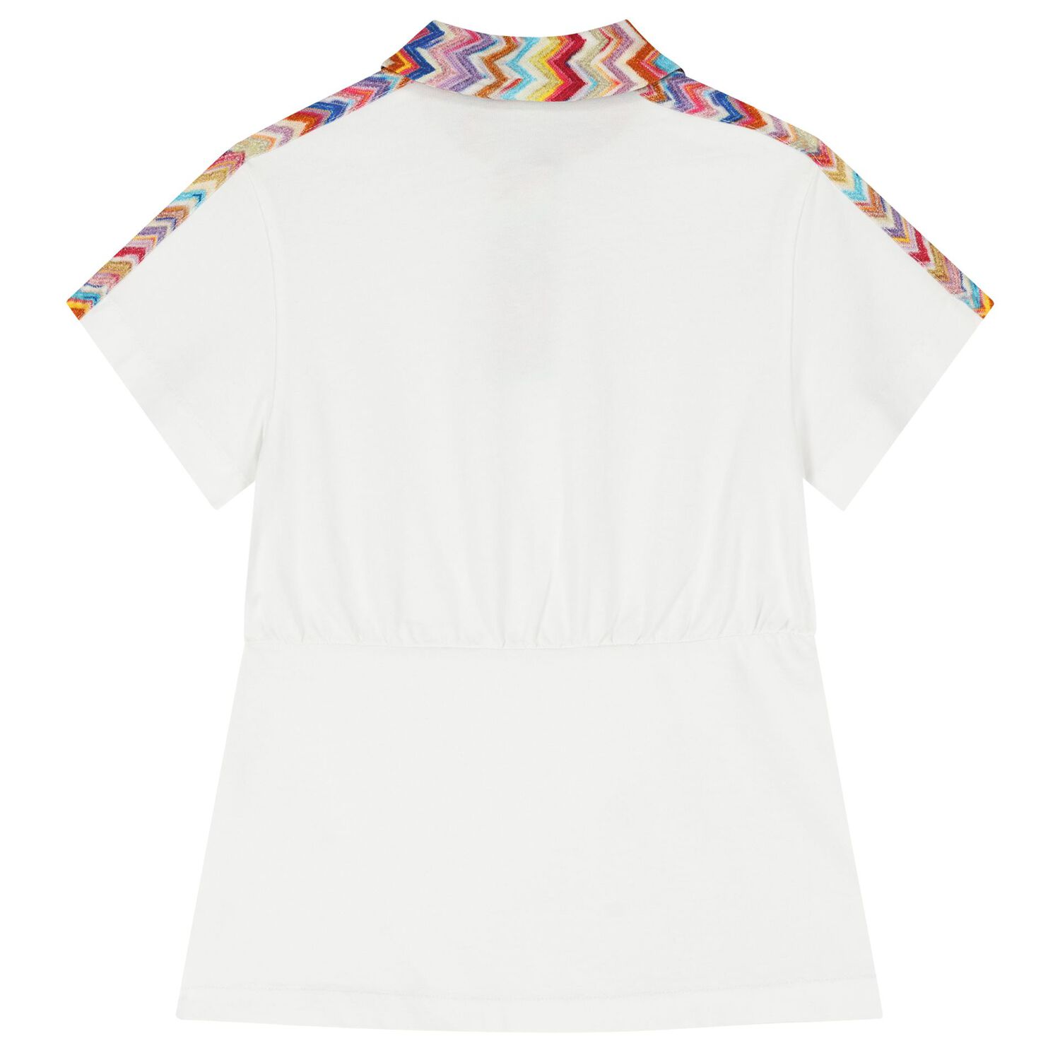 Girls White Logo Zig Zag Dress, 1, hi-res