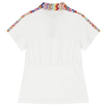 Girls White Logo Zig Zag Dress