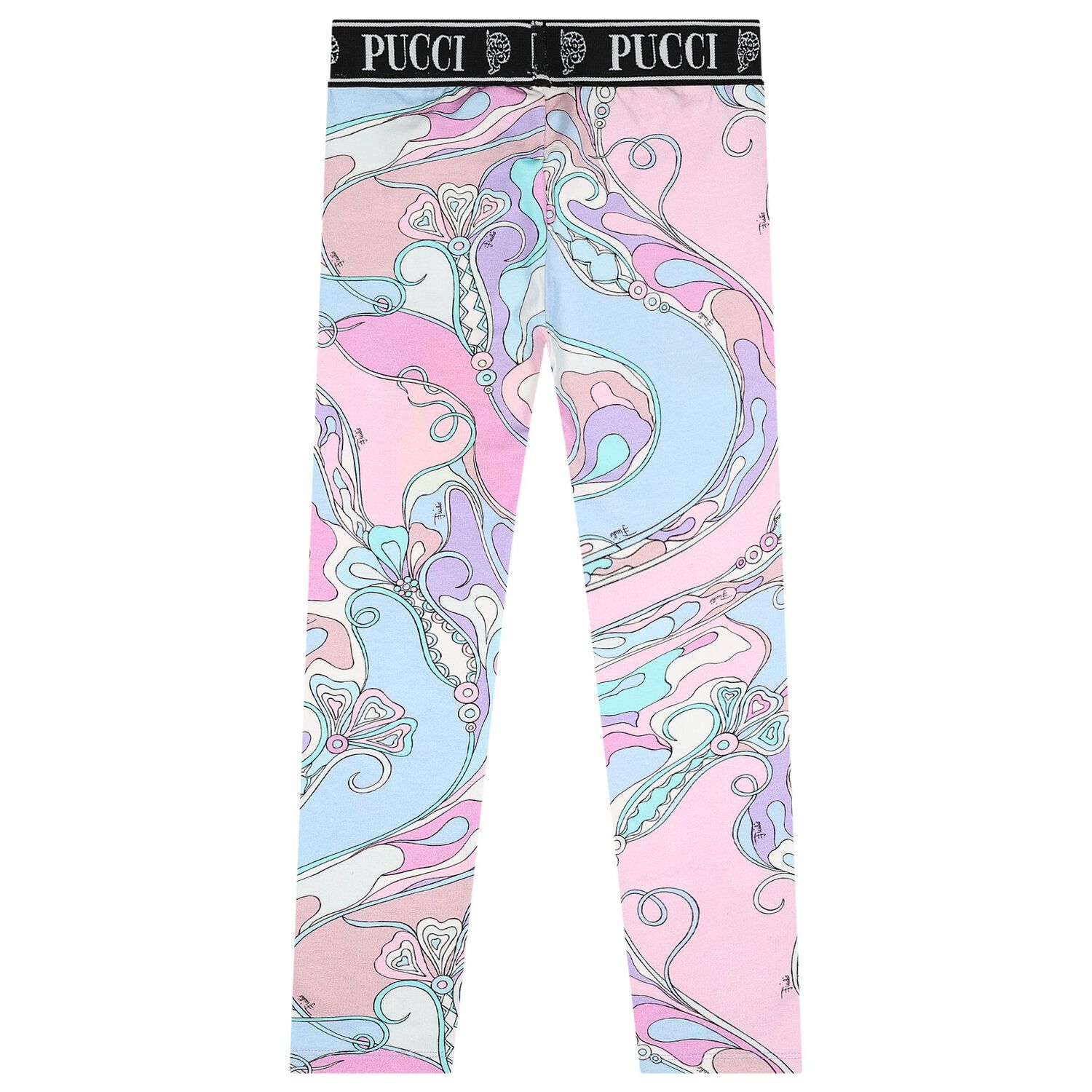 Girls Pink & Blue Logo Orchidee Leggings, 1, hi-res
