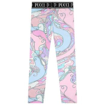 Girls Pink & Blue Logo Orchidee Leggings