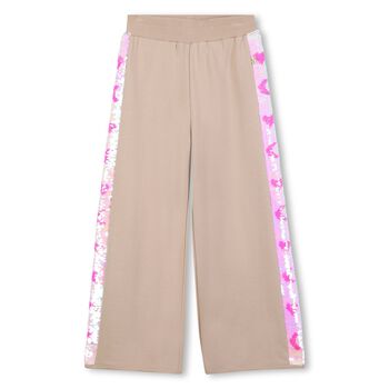 Girls Beige Reversible Sequin Trousers